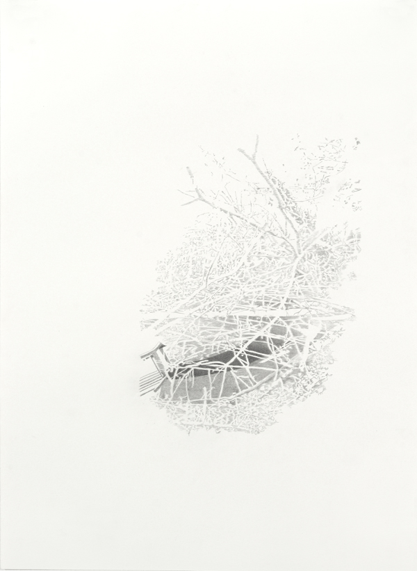 Hide (Flood), Bleistift auf Papier, 52 x 38 cm, 2022
