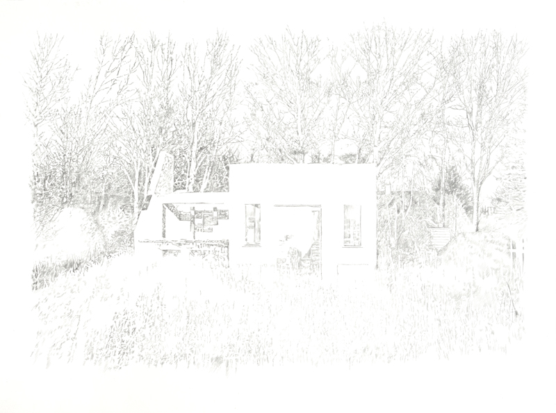 House (Hide), Bleistift auf Papier, 38 x 52 cm, 2022